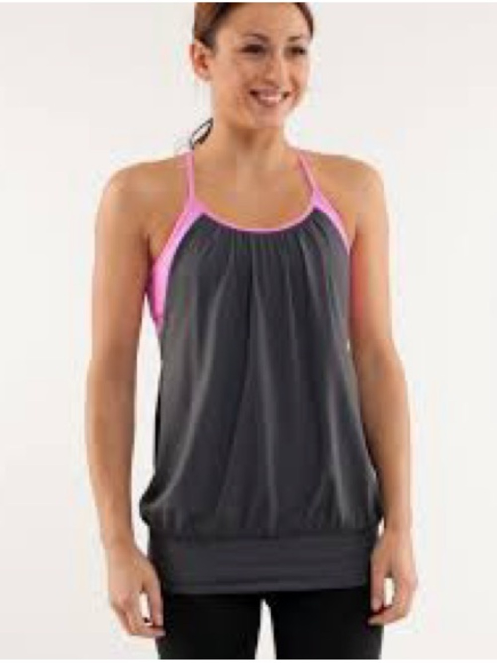 Women’s Charcoal Gray Tank Top with Pink Trim